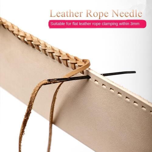 2pcs DIY leather rope lace needle Weaving thread 3mm flat leather rope knitting double hole Hand sewing leather craft tools