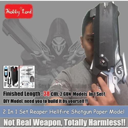 2 in 1 Set, New Reaper Hellfire shotgun 3d paper model toys diy cosplay show weapon props party gift favor for Children adult