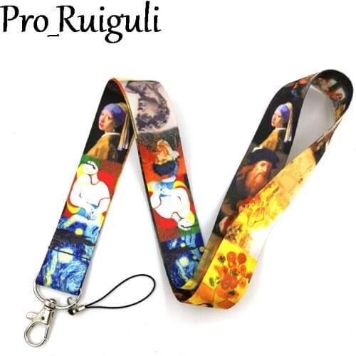 30pcs Famous artist oil painting keys The 90s Phone Working Badge Holder Neck Straps Phone Hang Ropes Lanyard webbings ribbons