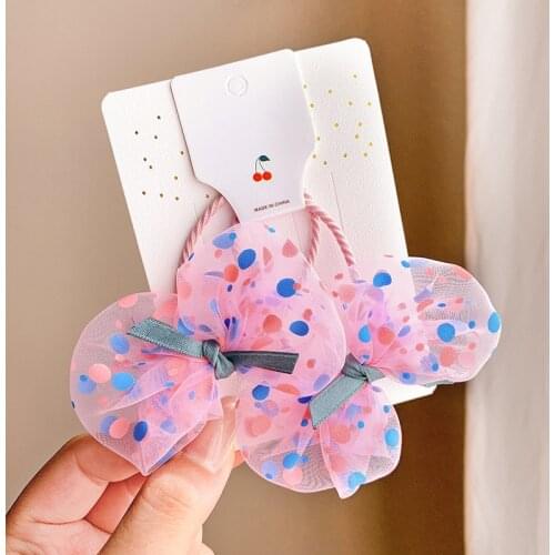 4/8pcs/Set Dots Bows Elastic Hair Bands for Girls Prettty Chiffon Hair Ties Ring Rope Kids Ponytail Holder Child Hair Accessory