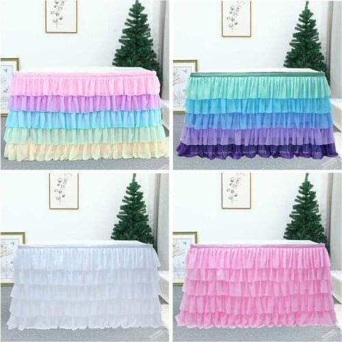 5 Layer Tulle Table Skirt Tutu Table Skirts Tableware Baby Shower Birthday Party Decorations Banquet Wedding Home Party Supplies