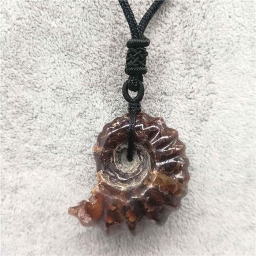 AAA+ "goat Horn" Fossil Screw Natural Polished Jades Crystal Stone pendant For Christmas Gift