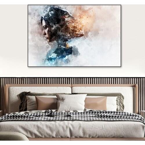 Abstract Watercolor Woman Poster And Prints Creative Graffiti Canvas Painting Print Wall Art Picture Living Room Home Decoration