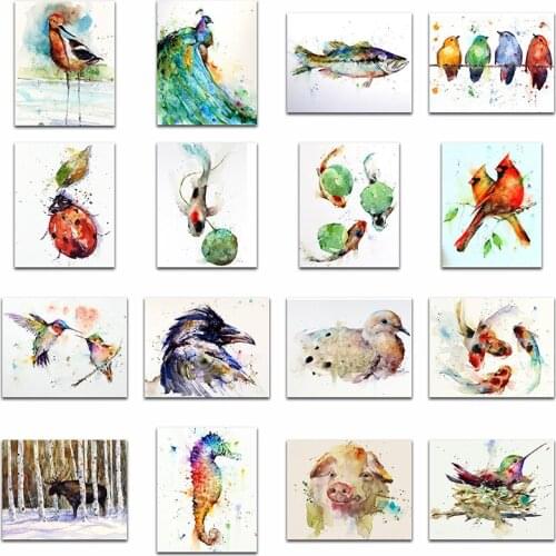 Full Square Diamond embroidery Cross stitch Colorful Animal Full Round Diamond mosaic Peacocks 5D DIY Diamond painting Fish