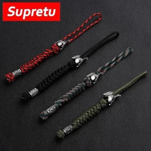 Supretu Mens Navy Lanyard Keychain Vikings Runes Woven Survival Rope Knife Car Keyring Bag Pendant Handmade Jewelery Luxury Gift
