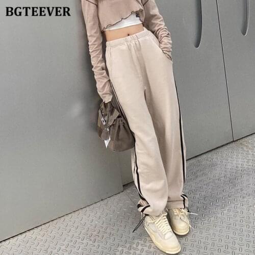 BGTEEVER 2021 Autumn Women Harem Pants Cargo Stretchy Waist Pants Loose Trousers Joggers Female Sweatpants High Quality
