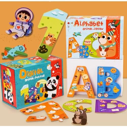 Infant Cognitive Puzzle Chunky Peg Puzzle Wooden Early Education Puzzle Brain Simple Alphanumeric for Baby Toddlers Montessori