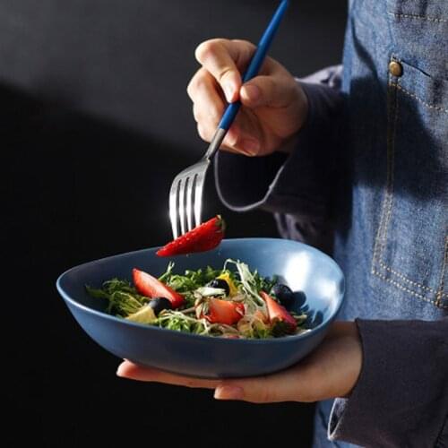 FANCITY Nordic style ceramic triangle irregular cute bowl porridge bowl cereal bowl rice bowl home breakfast bowl one person