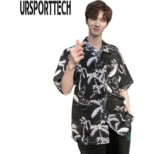 Hawaiian Shirt Men Clothes 2020 Summer Fashion Casual Short Sleeve Slim Shirts Male Flower Printed Vintage Beach Shirts For Men