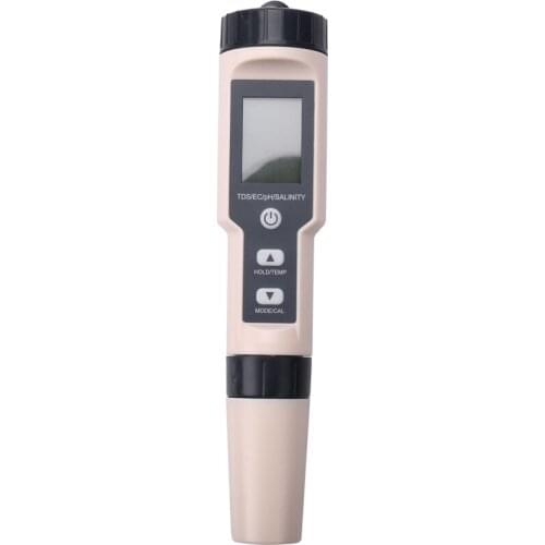 5 in 1 TDS/EC/PH/Salinity/Temperature Meter Digital Water Quality Monitor Tester for Pools, Drinking Water, Aquariums(with Backl