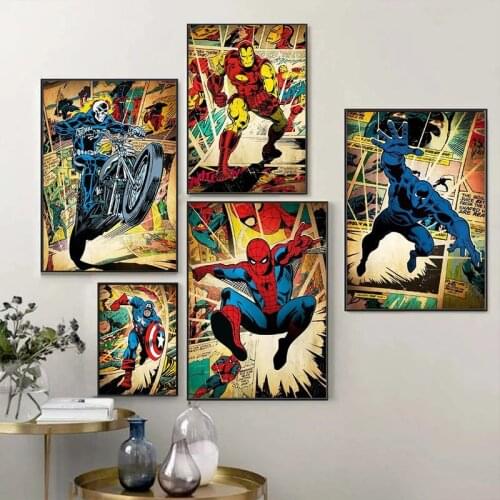 Spiderman Superhero Anime Canvas Painting Iron Man Wall Art Picture Print Home Decoration Wall Poster Living Room Decor