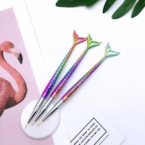 Nail Art Brush Liner Line Stripe Fish Tail Gradient Pen Design Tip Painting Drawing Manicure Acrylic UV Gel Polish Tool 7/9/11mm