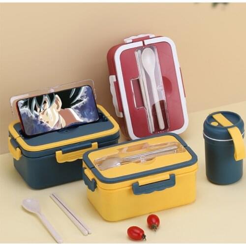 Japanese Style Microwave Lunch Box with Compartments Portable Food Container Healthy Bento Boxes Leak-Proof Square Single Layer