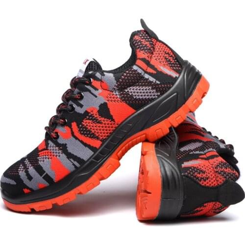 Fashion Camouflage Safety Boots Non-slip Wear-resistant Tie Work Shoes Breathable Protection Sneaker