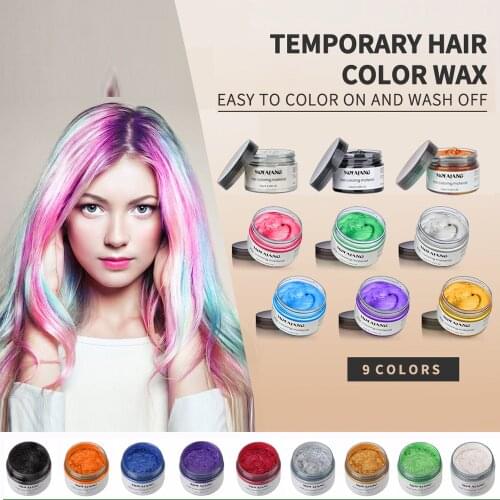 Mofajang 9 Colors Hair Color Dye Wax Strong And Hold Unisex Hair Diy Styling Disposable Black Temporary Hair Gel Coloring Wax