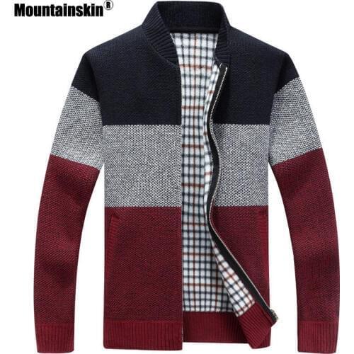 Mountainskin 2020 New Winter Mens Jackets Thick Cardigan Coats Mens Brand Clothing Autumn Gradient knitted Zipper Coat SA580