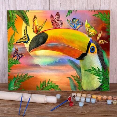 Animal Butterfly Flower DIY Painting By Numbers Kit Oil Paints 40*50 Picture By Numbers Photo New Design Kids Wholesale