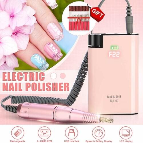 110~240VProfessional 30000RPM Nail Art Drill Set with 6 Bits Electric Grinding Machine Nail Drill File Tool Grinder Polisher Set