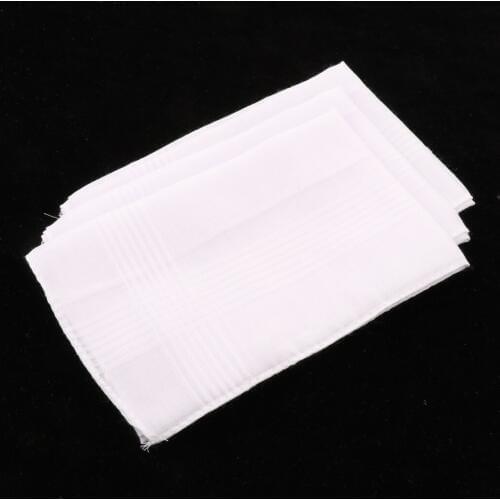 Pack Of 3 Vintage Men White Cotton Pocket Handkerchief Pocket Square Hankies