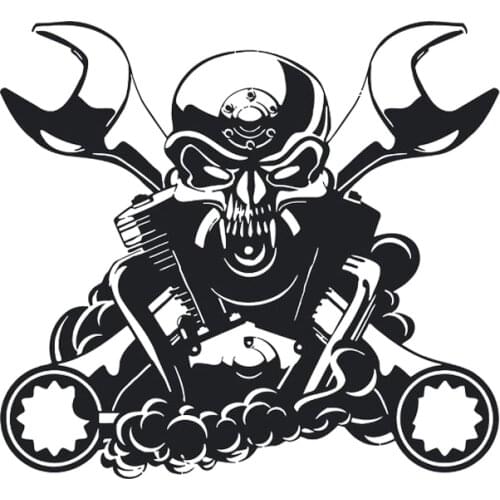 Wall Decal Engine for Car Mechanic Garage Decor Skull Vinyl Home Art Wall Stickers Decals Mural Removable DK-39