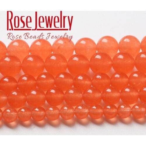 Natural Orange Red Jades Beads Chalcedony Round Loose Spacer Beads For Jewelry Making DIY Bracelet 4 6 8 10 12 14mm 15" Strand