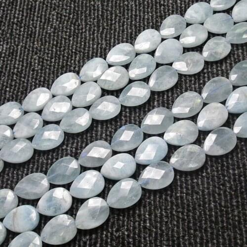Natural Drop Shape Blue Aquamarines Beads For Jewelry Making Beads 15'' Needlework DIY Beads Trinket For Women Gift