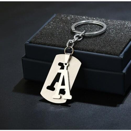 WANGAIYAO2021 new couple fashion 26 capital letter keychain stainless steel mens and womens bags car ornaments commemoration d
