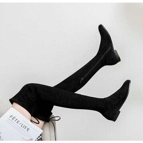 New stretch boots high tube over the knee boots skinny legs boots side zipper casual flat bottom womens boots do not drop