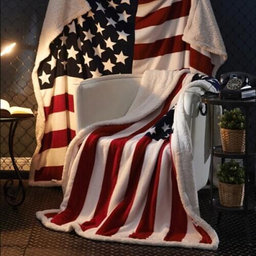 American Flag Sherpa Blanket Printing Winter Cashmere Wearable Wool Blanket Throw Blanket On The Bed Sofa DropShipping