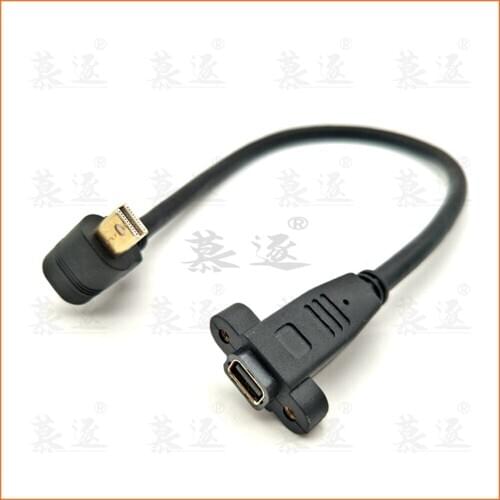 Thunderbolt 2 Mini DisplayPort Male To Female 90 Degree Up & Down & Left & Right Angled with Screw hole Panel Mount Mini DP