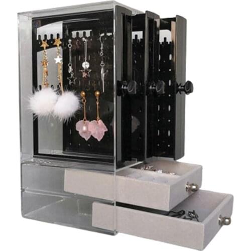 Plastic Jewelry Organizer Multifunctional Transparent Dust-proof Necklace Earrings Display Holder Bracelet Jewelry Storage Rack