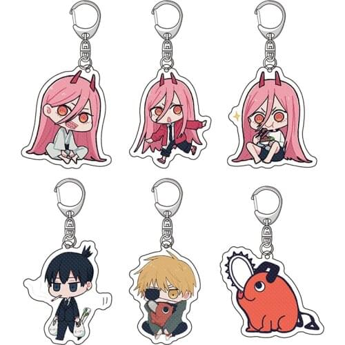 Popular Manga Chainsaw Man Anime Keychain Pochita Power Angel Key Chain Bag Pendant Double Sided Acrylic Keyring Fans Collection