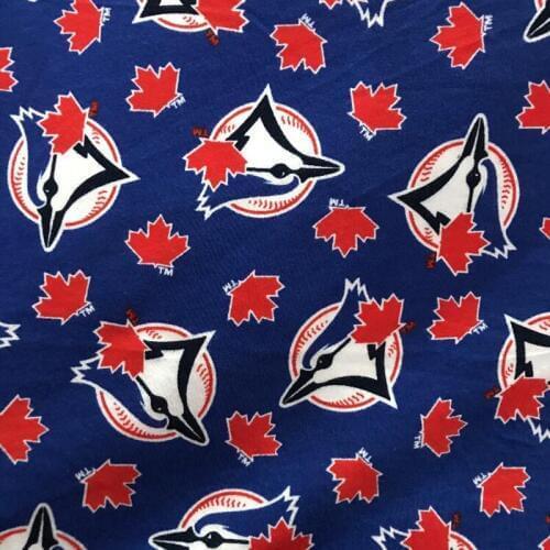 Wide 155cm Good Cotton knitted Jersey Fabric Blue Bottom Maple leaf/eagle head Print Fabric Sewing Material diy T-shirt Clothing