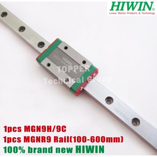 Taiwan HIWIN MGN9 L=75mm 100 150 200 300 350 400 500 600mm linear guide rail with MGN9H MGN9C slide blocks stainless steel