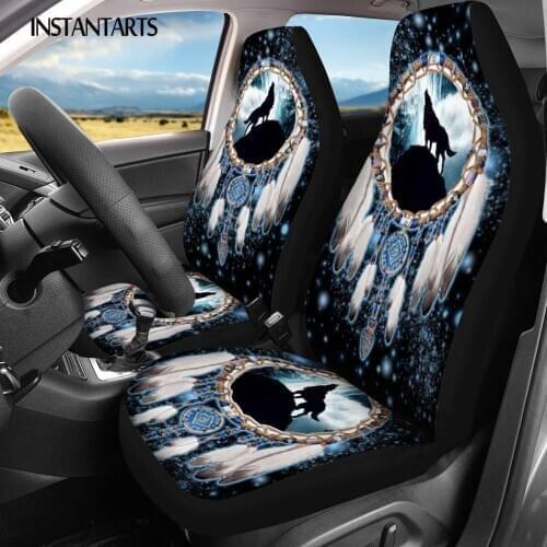 INSTANTARTS Dream Catcher Galaxy Wolf Design Comfortable Car Accessories Car Seat Covers Durable Car Seat Cushion Heavy-Duty
