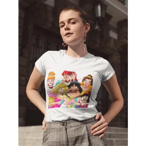 Princesses Disney Womens Tee Shirt Princess T-Shirt for Girls Clothing Funny Party Y2K Ropa Tumblr Mujer Brazil Street