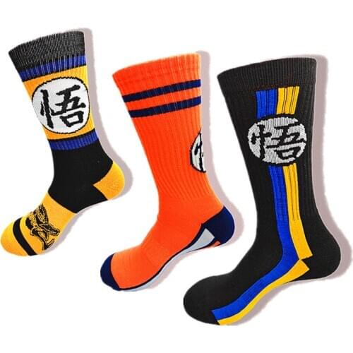 Thickened Towel Mens Socks Keep Warm Wukong Orange Dark Blue Personality Creative Mens Socks in Winter
