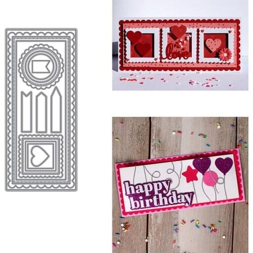 Wave Pattern Love Circle Square Exquisite Rectangular Metal Cutting Dies for Scrapbooking Album Paper Card Crafts New Diy Dies