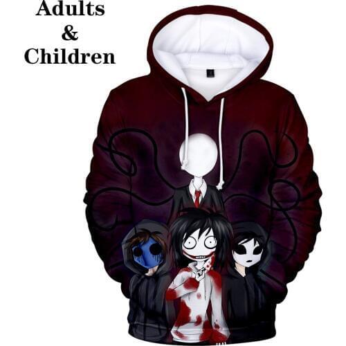 High Quality Hoge Kwaliteit Gedrukt Creepypasta Hoodies kinderen Mannen vrouwen Sweatshirts jongen meisje Hip Hop Herfst Plus