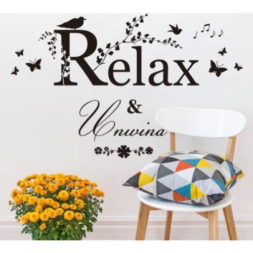 Hight Quality Carving Relax Quotes Wall Decor Words Wall Sticker Birds Animal Home Decal Flower Home Decoration Wall Art Murals