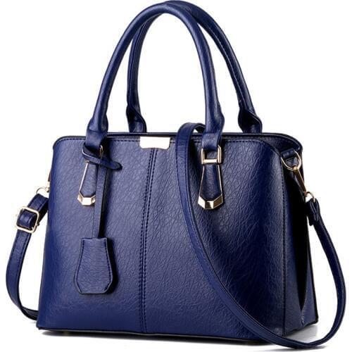 Women Bag Vintage Handbag Casual Tote Fashion Women Messenger Bags Shoulder Top-Handle Purse Wallet Leather 2019 New Black Blue