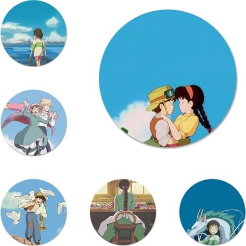 58mm Hayao Miyazaki Anime Aesthetics Icons Pins Badge Decoration Brooches Metal Badges For Clothes Backpack Decoration
