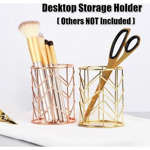 Nordic Gold Iron Pen Holder Office Multi-functional Desktop Storage Metal Baskets Storage Office Desk Accessories