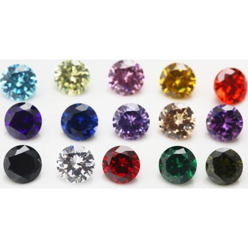 1PCS Per Colors Total 15pcs Size 4mm ~ 10mm Round Shape Loose Cubic Zirconia Stone CZ