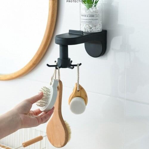 1pcs Hooks for Hanging Bathroom Accessories Creative Punch-free Wall Hanging Rotatable Storage Hook Rack Wall Storage Holder