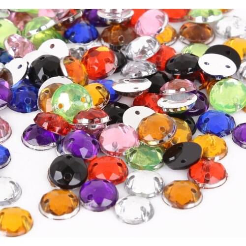 NEW Sewing Crystal Flatback Rhinestone Round Acrylic Beads Sew On Strass Crystal Stones For DIY Clothes Decoration 100pcs 8mm