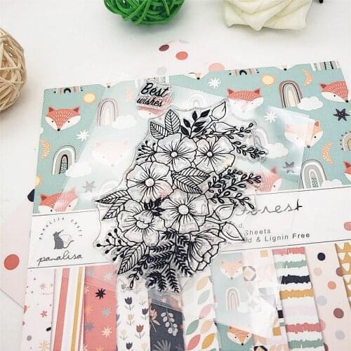 10X10CM Bouquet Clear Stamps Transparent Seal Silicone Seal TPR Christmas Wedding Roller Stamps DIY Scrapbook Album Card