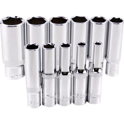 11 pcs 1/4 inch Drive Deep Socket Set CRV Hand Tools 6 Point Long Socket Hex Repair Tool