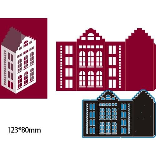 123*80mm Buildings New Craft Decoration Metal Cutting Die Scrapbooking Album Paper Card Craft Embossing DIY Dies