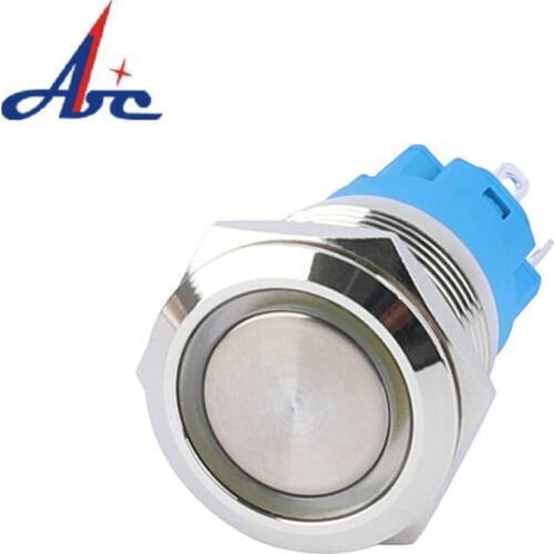 19mm Momentary Button IP67 Waterproof Brass Nickel Ring Illuminated Latching Switch Button
